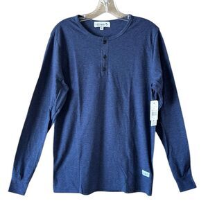 NEW Kinetix Mens Navy Long Sleeve Henley